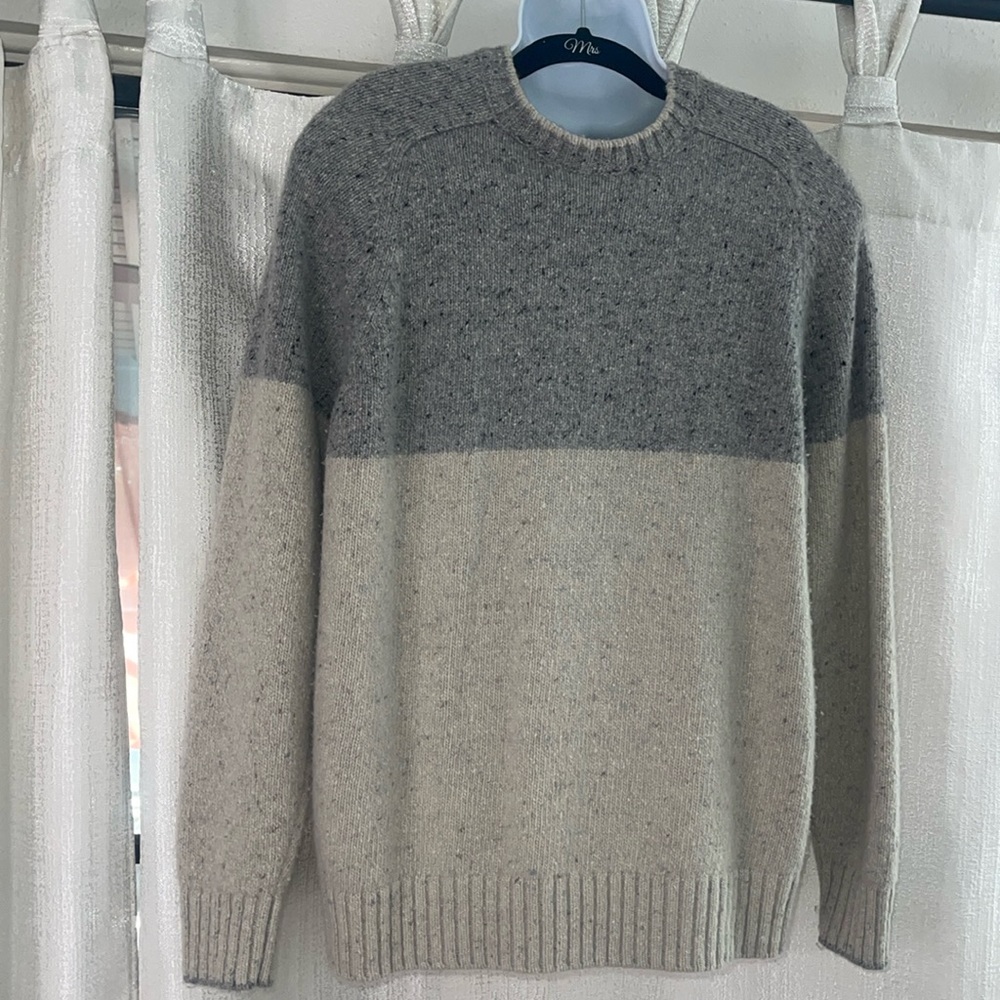 Men’s Wool & Alpaca color block crew neck sweater